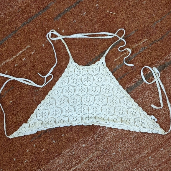 Crochet Halter Top in Cream - Picture 1 of 3